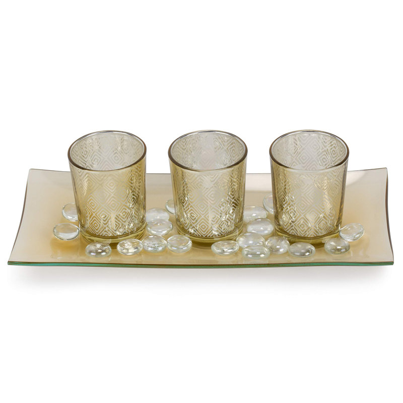 Porte-votive de table en verre 5,5 po avec bougie incluse