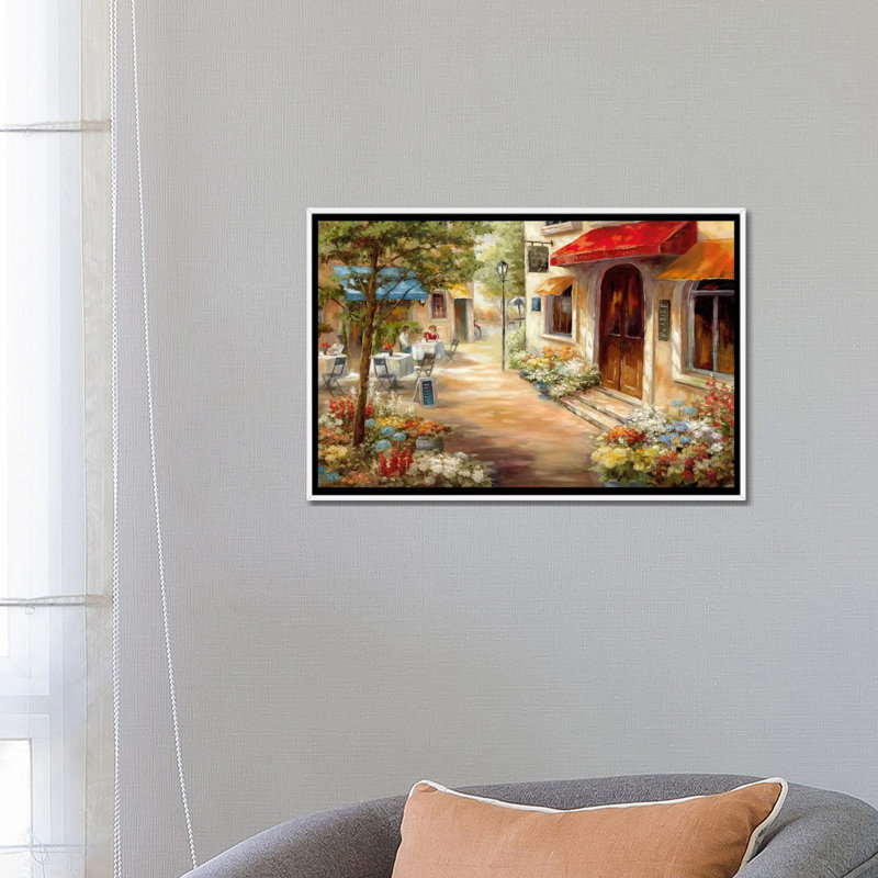"Café afternoon III" par Nan, reproduction d’art, H 18 po x l 26 po x P 1,5 po, Toile blanche encadrée, Pas de tapis