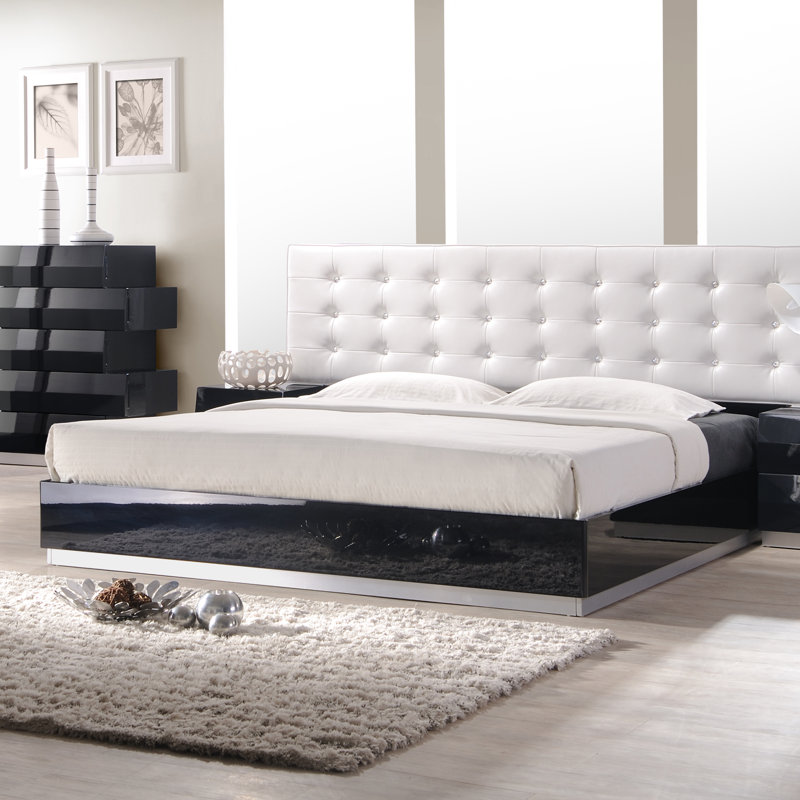 Lit plateforme tapissier Mcinerney, Noir, Grand
