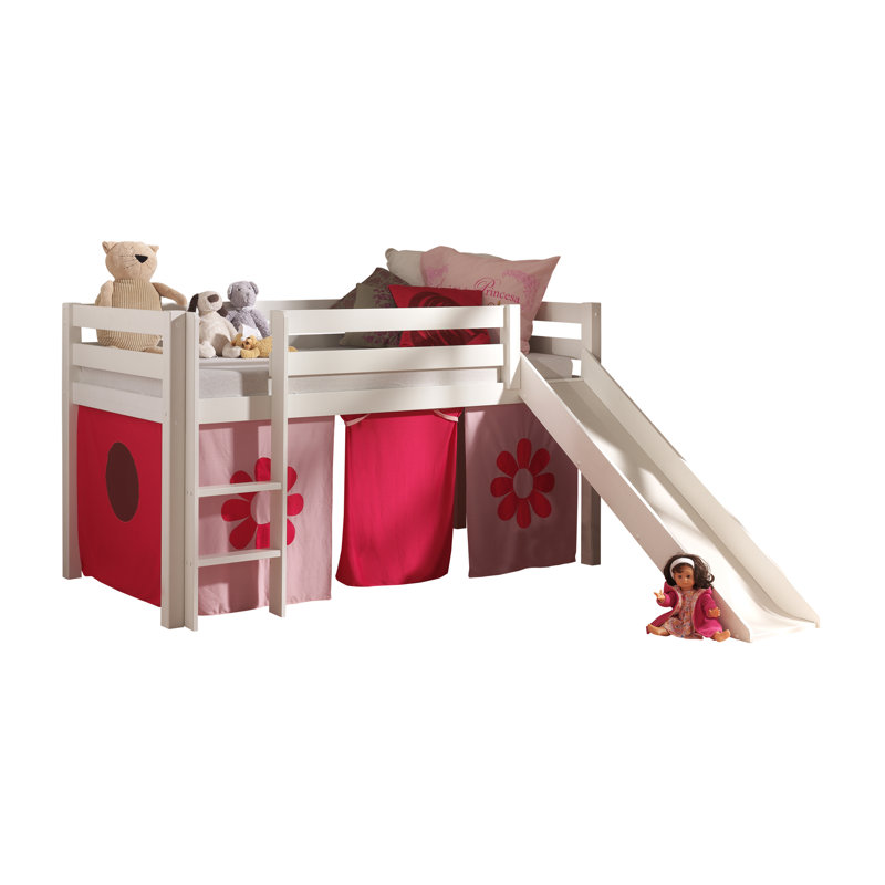 Escalera European Single (90 X 200 Cm) Loft Bed with Built-in Ladder Included, White