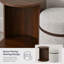 Table d'appoint gigogne coulissante avec rangement et tabouret assorti, ensemble de tables gigognes gain de place pour salon, couleur noyer et gris