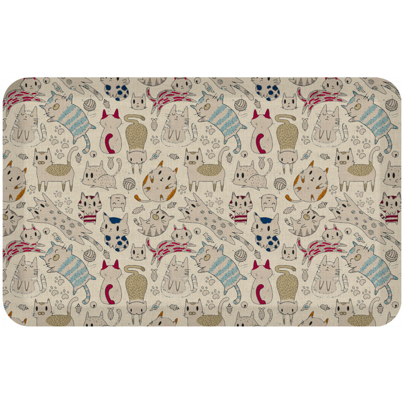 Water Resistant Anti-Fatigue Kitchen Mat, Calico Tan