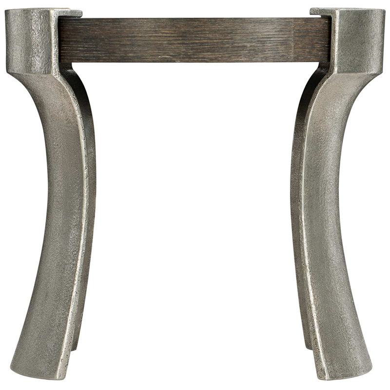 Gray Round Oak and Aluminum End Table