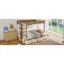 Lit simple superposé simple / simple / simple TG avec 4 tiroirs de rangement, lit superposé en bois massif avec garde-robe intégrée et garde-corps pleine longueur, sans sommier, beige et naturel