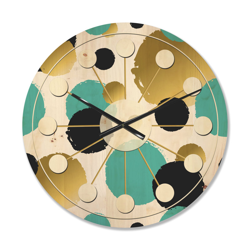 Or et cercles bleus - horloge murale Mid-Century, Moyenne