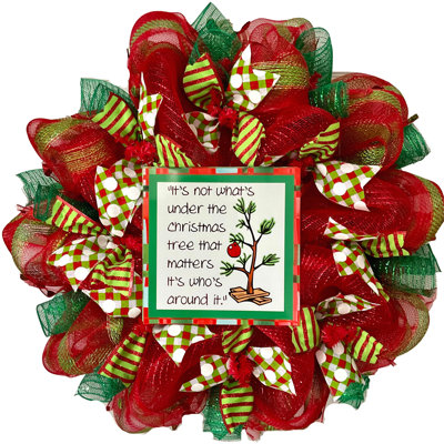 Christmas Wreath It's Not What's Under The Tree That Matters 24 inch diameter Indoor/Outdoor Handmade Deco Mesh