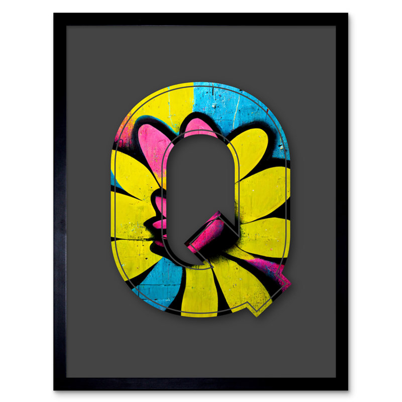 Letter Q Yellow Flower - Single Picture Frame Print