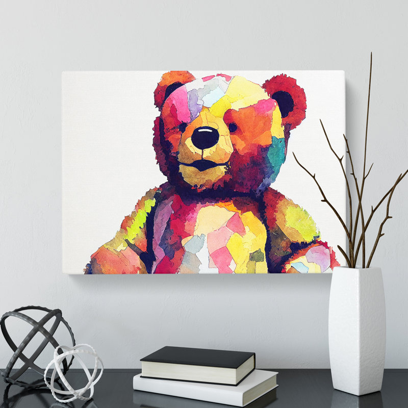 Expressive Teddy Bear - Wrapped Canvas, 40cm H x 60cm W x 3cm D
