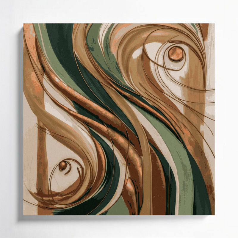 Art mural abstrait sur toile brune figurative, H 12 po x l 12 po