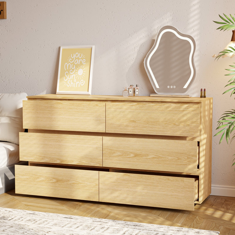 Commode 6 tiroirs l 59 po, Jaune