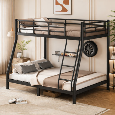 Lit superposé simple au-dessus de double pour les adolescents et les adultes, peu encombrant / sans sommier, tube rond, noir