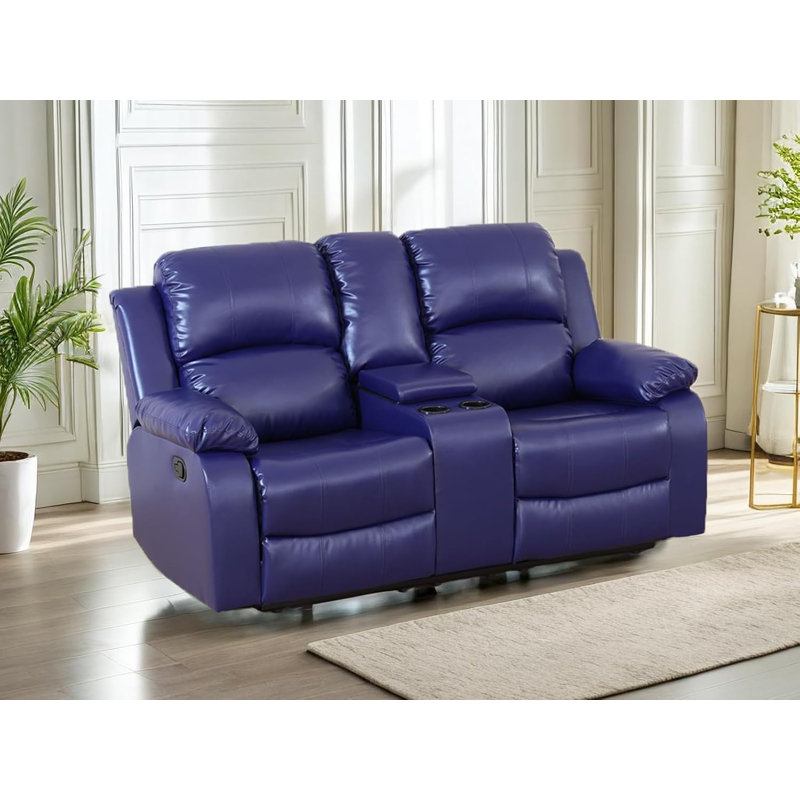 Causeuse inclinable en similicuir Boysen, Bleu