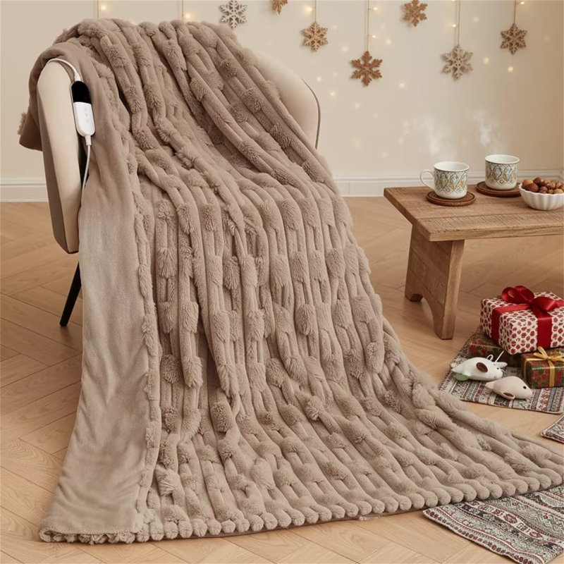 Heated Throw Blanket, Brown