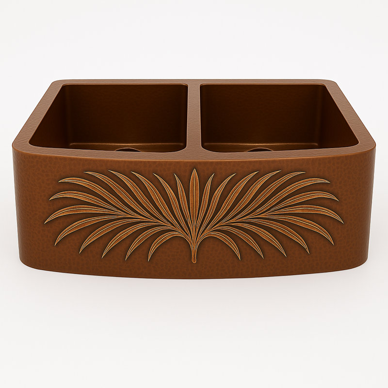 Trent Austin Design Tidworth 530mm W Double Bowl Copper Kitchen Sink
