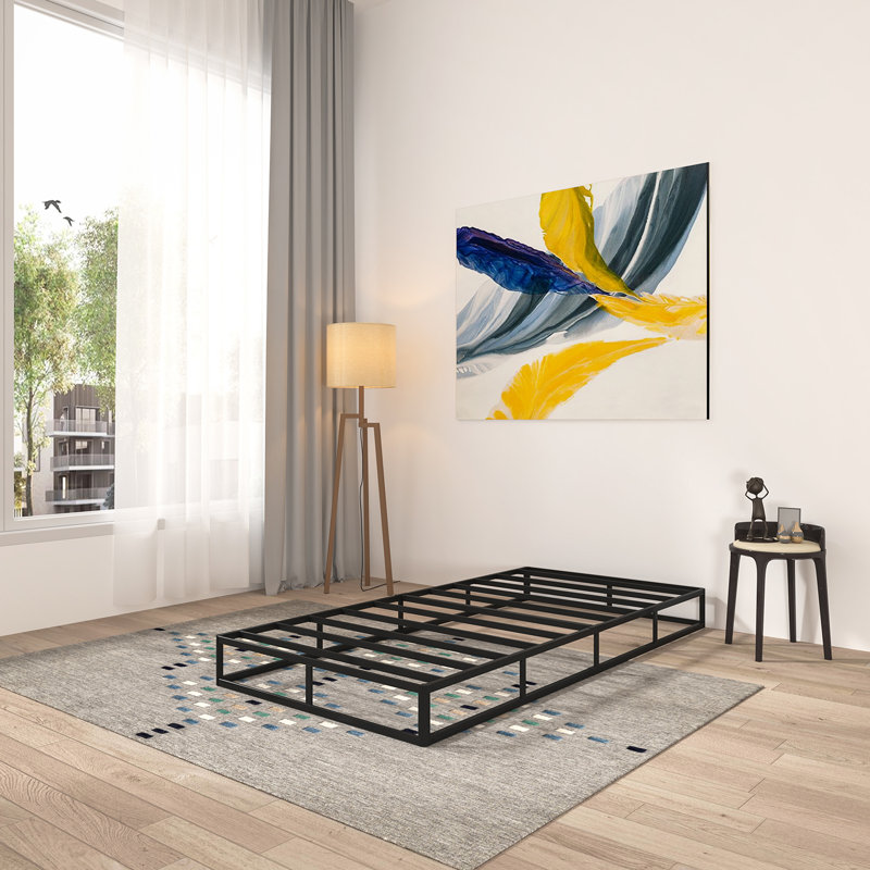 Sommier simple, sommier simple en métal de 7 po de hauteur seulement, sommier robuste avec housse en tissu, assemblage facile