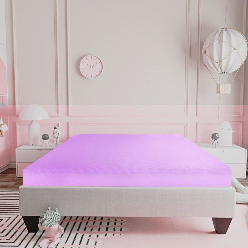 Gel rose - 6 po Matelas en mousse à mémoire de forme de taille, caractéristique de refroidissement, base haute pour gel durable - housse souple, gel dissipant la chaleur