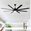 Ventilateur de plafond à moteur à courant continu réversible de 84 pouces à 6 vitesses avec ensemble de lumières, noir mat-130156618-130156617