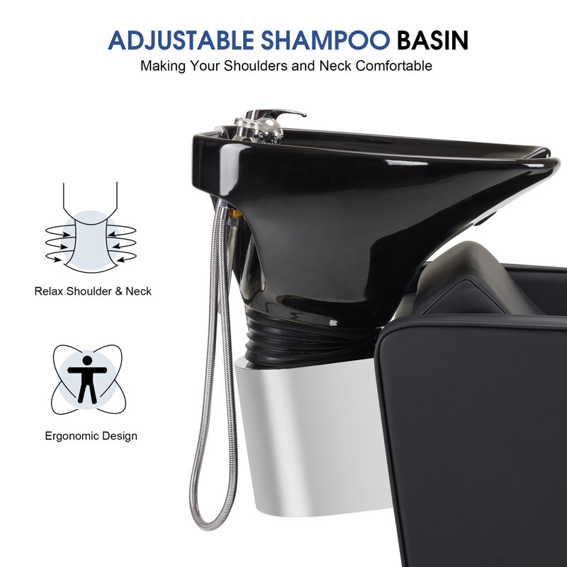Fauteuil station inclinable avec shampooing Malikhi, Noir
