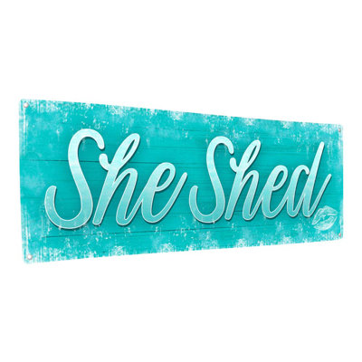 Turquoise She Shed Metal Sign