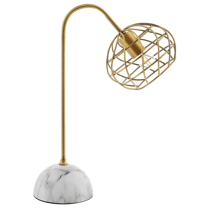 Lampe de table Salient en laiton et faux marbre blanc