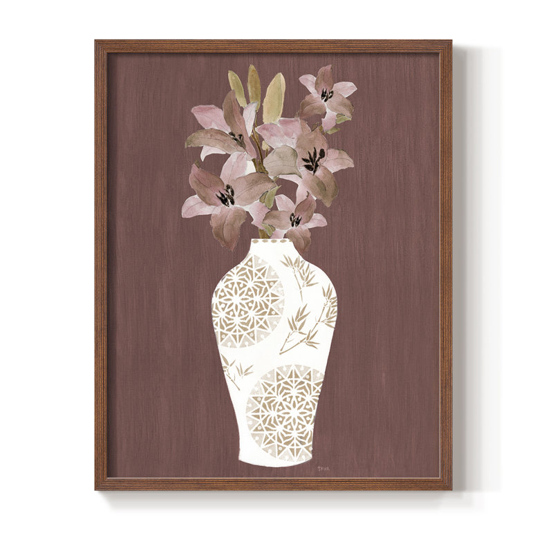 Romantiques fleurs II, reproduction encadrée - bois massif, H 11 po x l 9 po, Noyer
