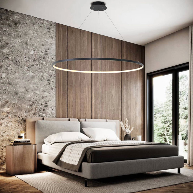 Luminaire suspendu simple à DEL Eliades, Noir, H 78,7 po x l 39,4 po x P 39,4 po