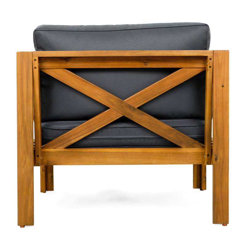 Fauteuil club en bois gris foncé foncé, Gris foncé