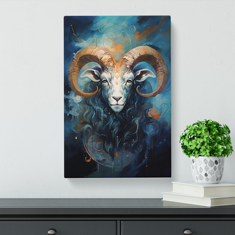 Capricorn Zodiac Gestural Art - Wrapped Canvas, 60cm H x 40cm W x 3cm D