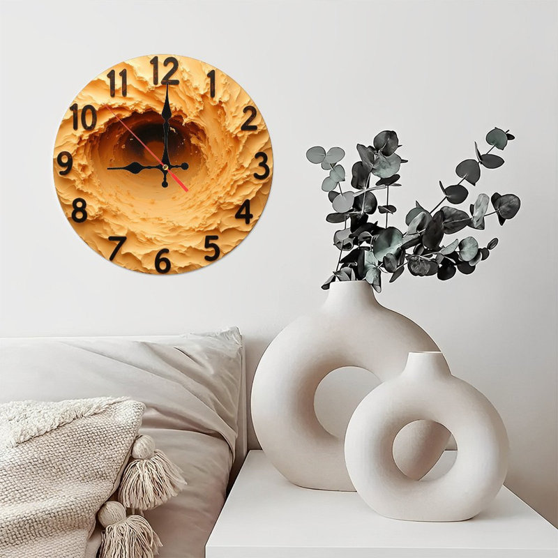 Horloge murale tourbillon jaune unique