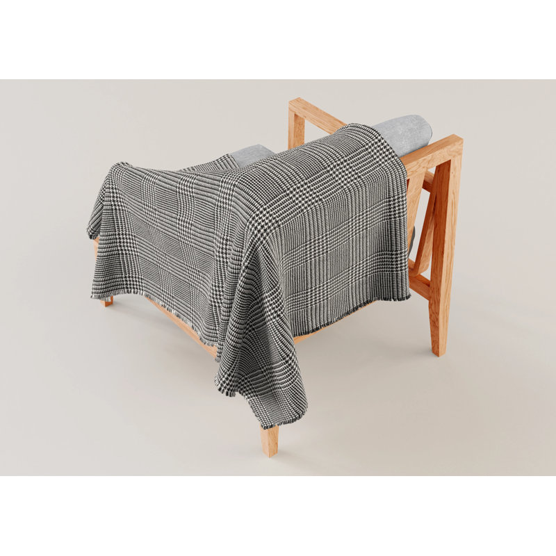 Bug Shield Outdoor Throw Blanket, Gray/White Houndstooth, 50" W x 60" L