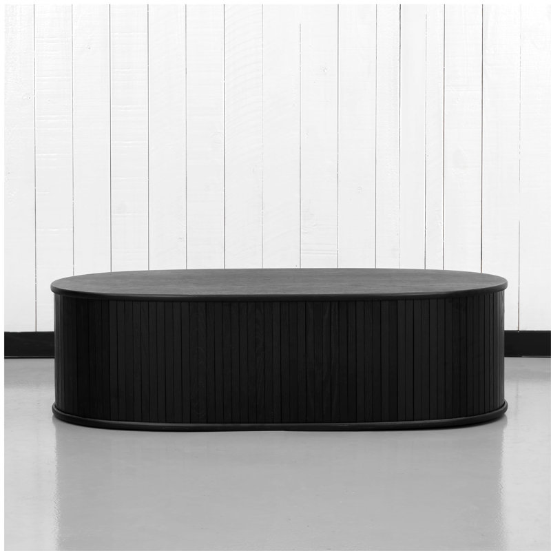 Stream Coffee Table Modern Oval Wooden Center Table with Vertical Groove Design, Stylish Living Room Decor, Contemporary Minimalist Style for Home and Office, Easy Assembly