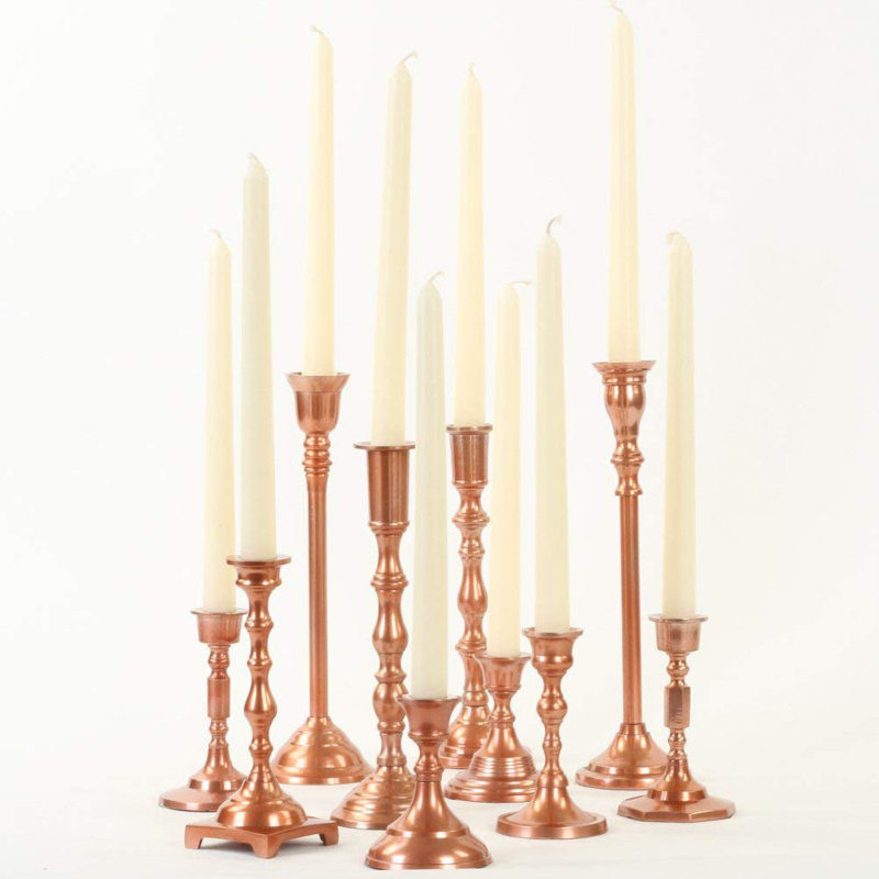 11'' H Metal Tabletop Candlestick, Copper