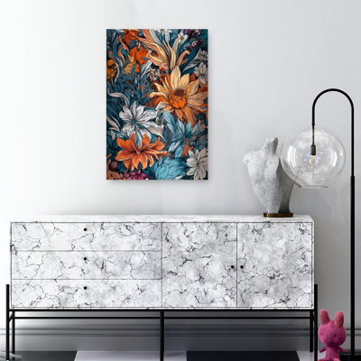 Vibrant Floral Garden Abstract Succulent Flower Nature Wall Art Print 1 Piece Wrapped Canvas Wall Art