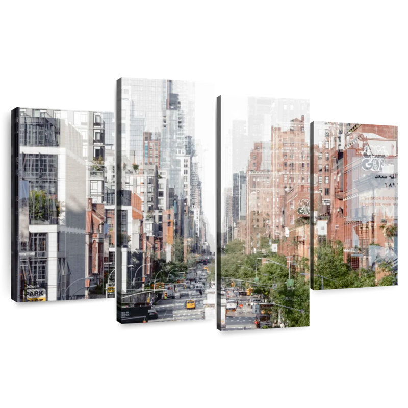 Abstraction urbaine de Sirci, bâtiments de Manhattan, H 54 po x l 84 po