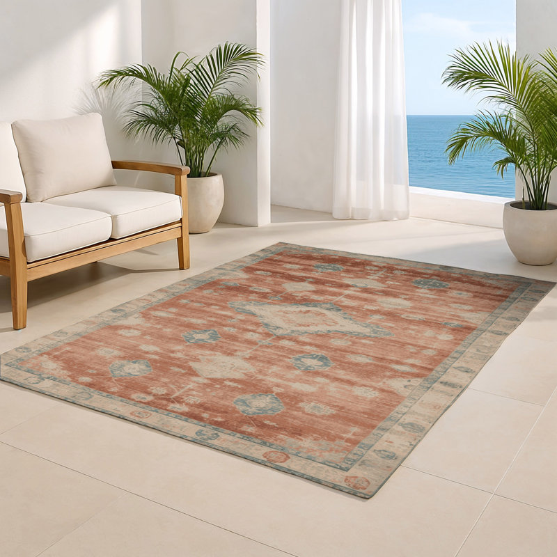 Tapis intérieur et extérieur brun Overdyed, Rectangulaire 8 pi x 10 pi