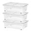 Wham 32L Plastic Storage Box with Wheels and Folding Lid Pack of 3 Clear/Cool Grey