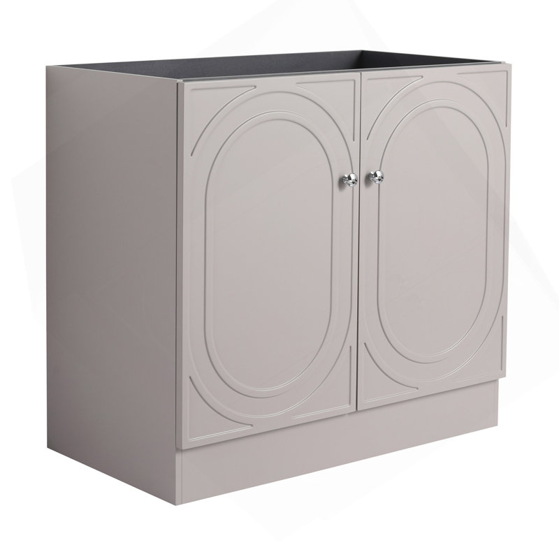 Meuble-lavabo autoportant 36 po et 2 portes d'armoire à fermeture en douceur (emballage KD) - sans le lavabo, Argent argent