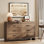 Commode double 6 tiroirs Rustic Brown
