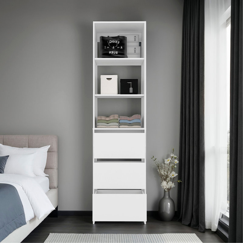 Placard Erie, 3 tiroirs, 3 tablettes, blanc
