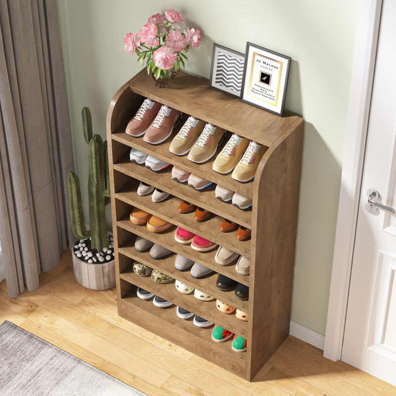 24 Pair Shoe Rack Brown, Brown