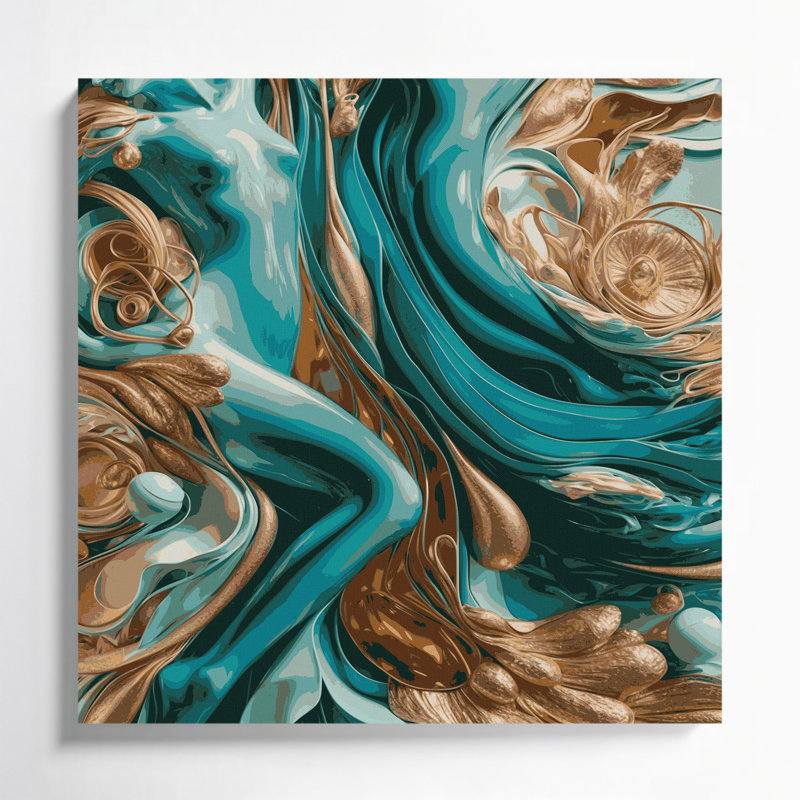 Abstrait art figuratif sur toile vert 35, 8" H x 8" W