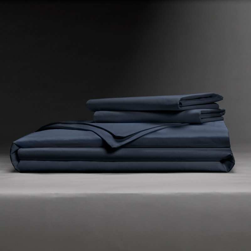 Ensemble d'édredon 5 pièces en coton standard, Édredon pour lit double et 9 pièces additionnell, Bleu marine foncé