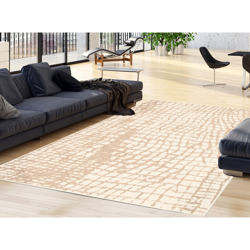 Tapis champagne / taupe Joeann, Rectangle 7 pi 10 po x 10 pi 2 po