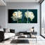 Pivoine, pivoines blanches sur fond foncé, ensemble de 3 impressions sur toile-1112195730