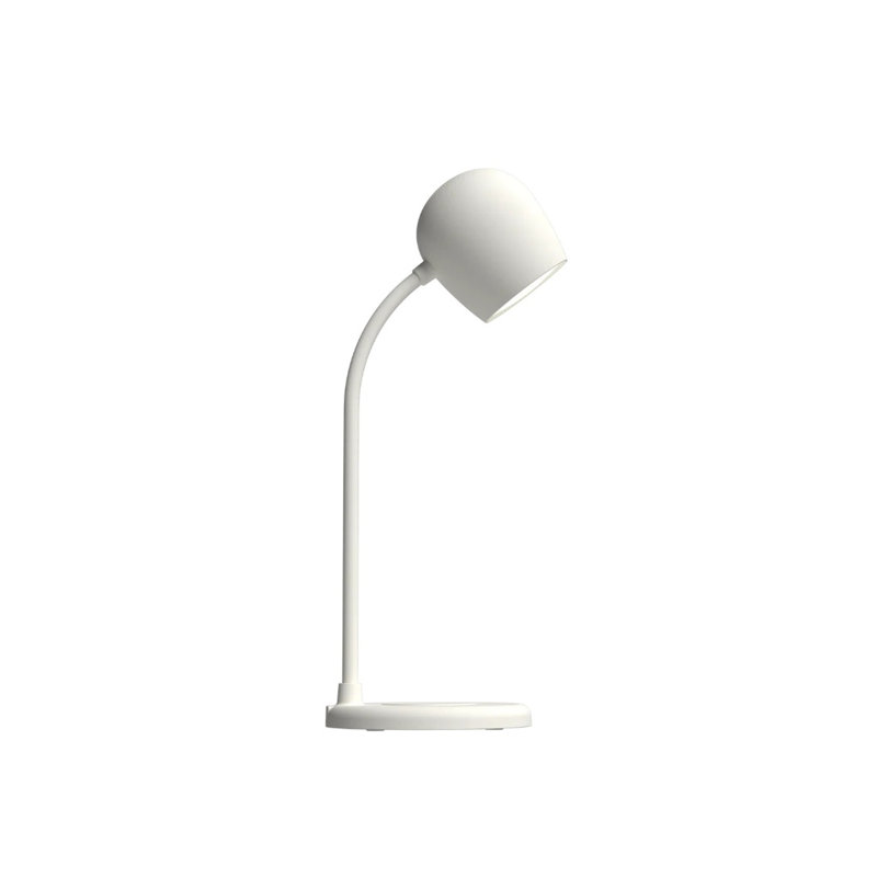 Ellie Lamp with Wireless Charger & Bluetooth Speaker - Ivory Sand, White