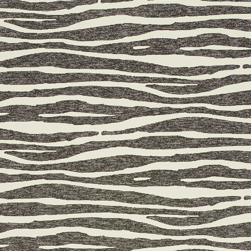 Papier peint vinyle Ripple, Noir / Ivoire