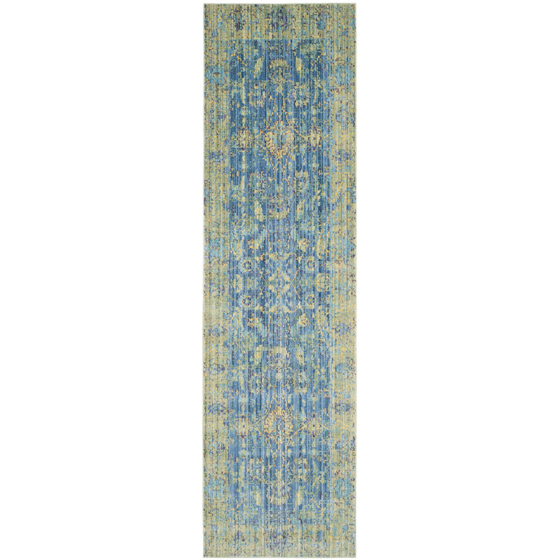 Tapis bleu / jaune Embrya, Tapis de couloir 2 pi 3 po x 8 pi