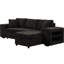 Canapé d'angle en L avec lit convertible et méridienne de rangement, 2 tabourets, gris anthracite, canapé-lit confortable, méridienne