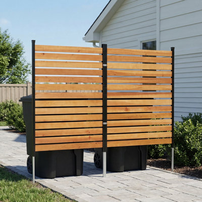 Unité de climatisation durable en bois et clôture de poubelle - solution élégante d'intimité pour patio
