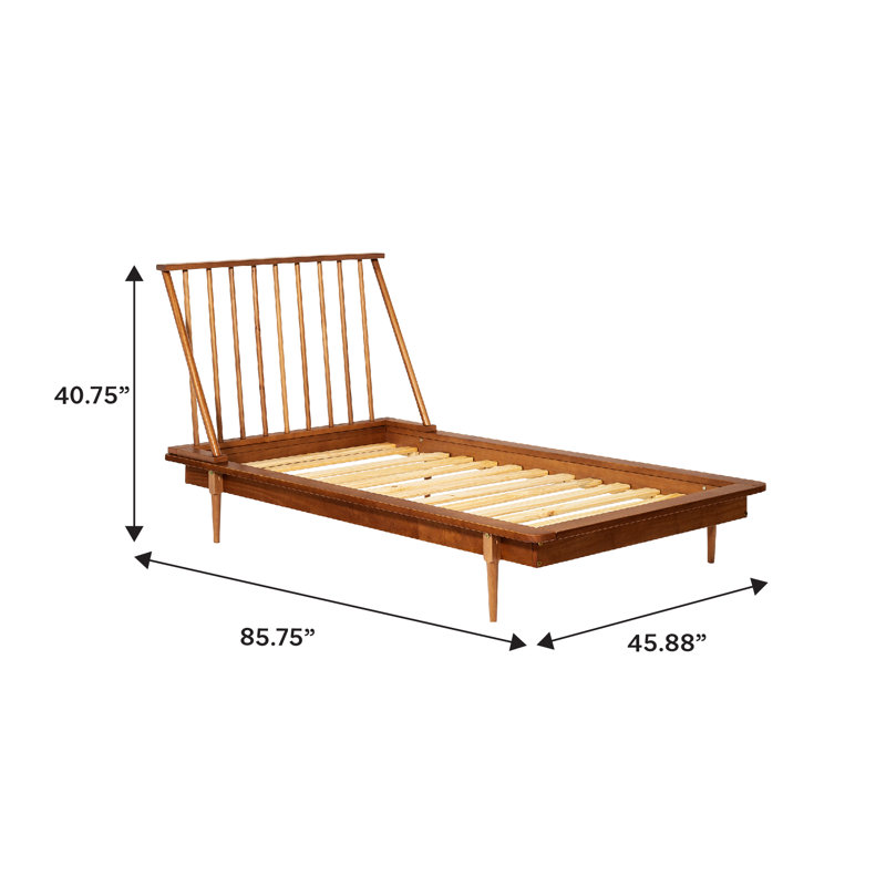 Henline Solid Wood Platform Spindle Bed, Caramel, Twin
